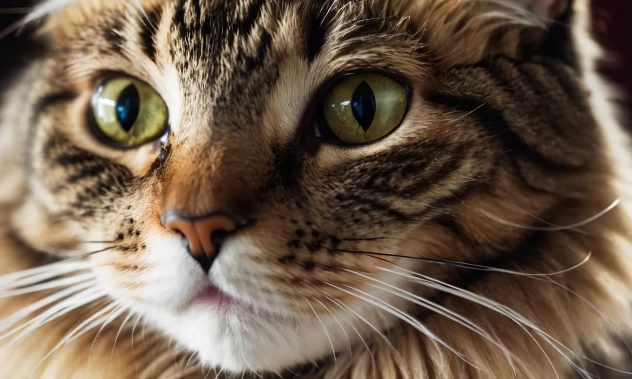 A close-up photograph capturing the intricate details of a lifelike cat stuffed animal, showcasing its fluffy fur, realistic facial features, and adorable expression, making it the best companion for cat lovers.