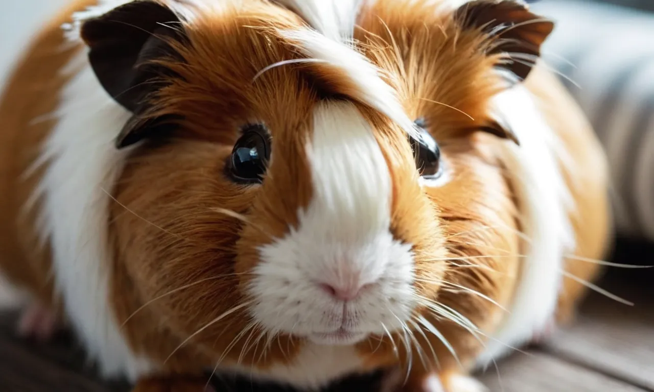 A close-up photo capturing the adorable features of a plush guinea pig stuffed animal, showcasing its lifelike fur, bright eyes, and a playful expression that makes it the best cuddly companion.