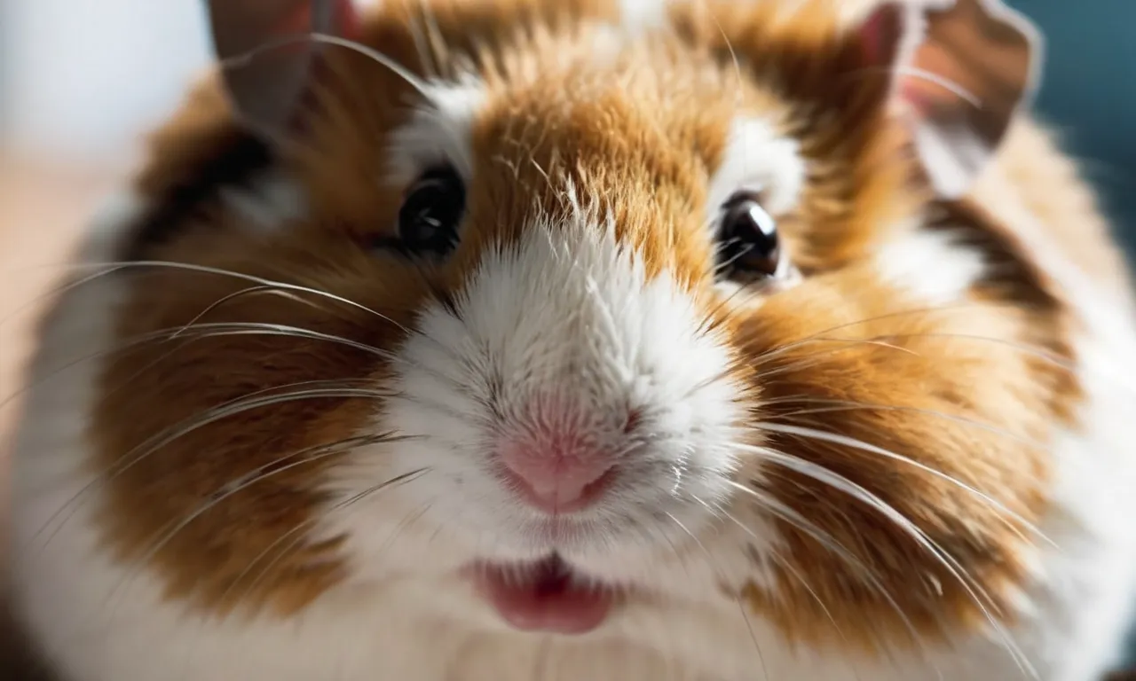 A close-up shot capturing the adorable face of a fluffy hamster stuffed animal, with its soft fur, beady eyes, and a sweet smile, making it the best cuddly companion.