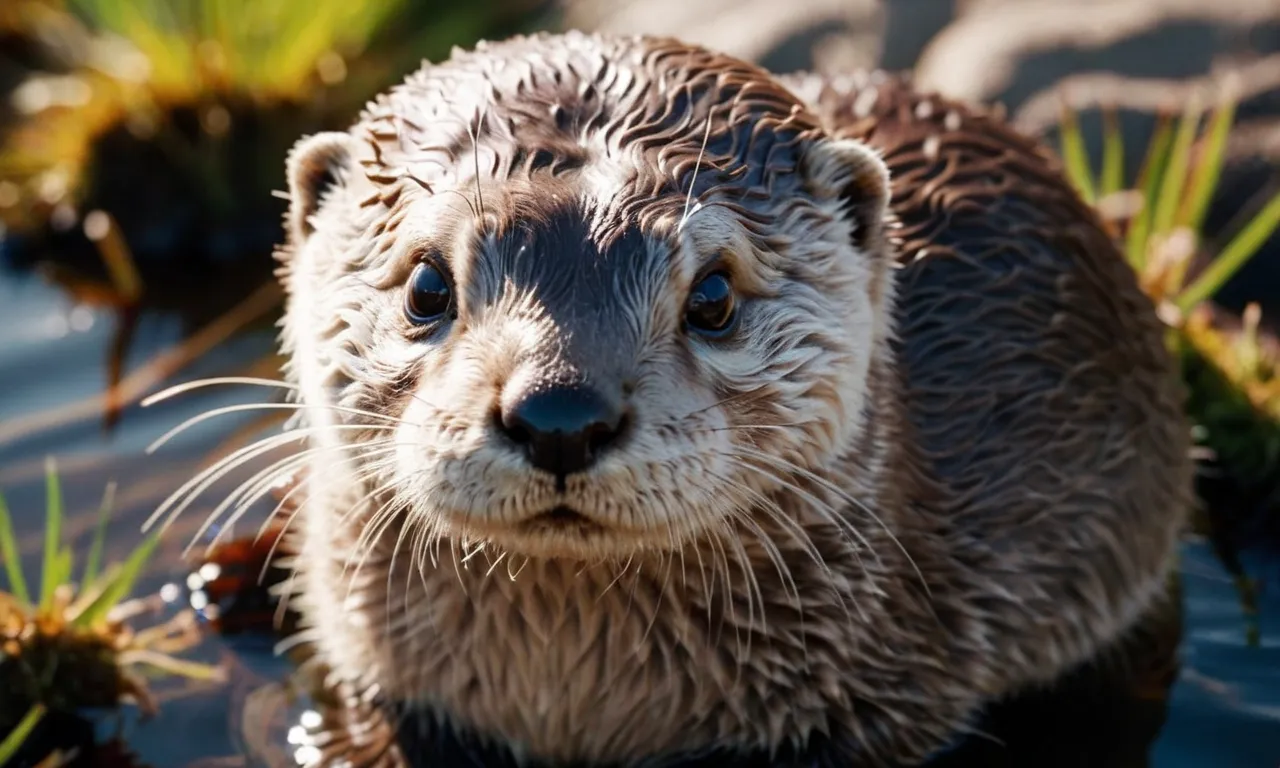A close-up shot of a fluffy otter stuffed animal, its big round eyes and soft brown fur capturing the essence of cuteness and making it the ultimate choice for otter enthusiasts.