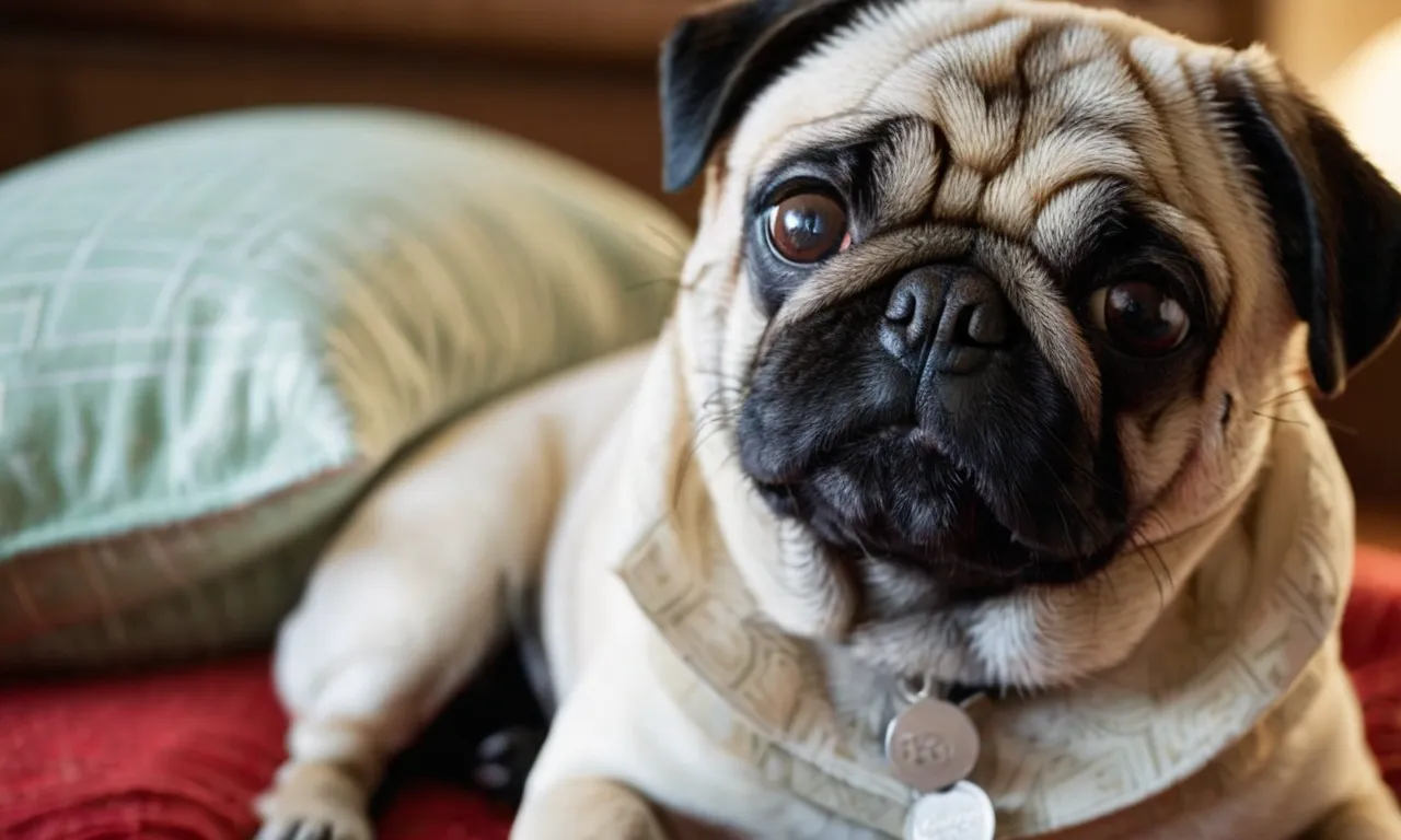 A close-up shot capturing the softness and adorability of a high-quality pug stuffed animal, complete with wrinkled face, expressive eyes, and a cute, squishy body.