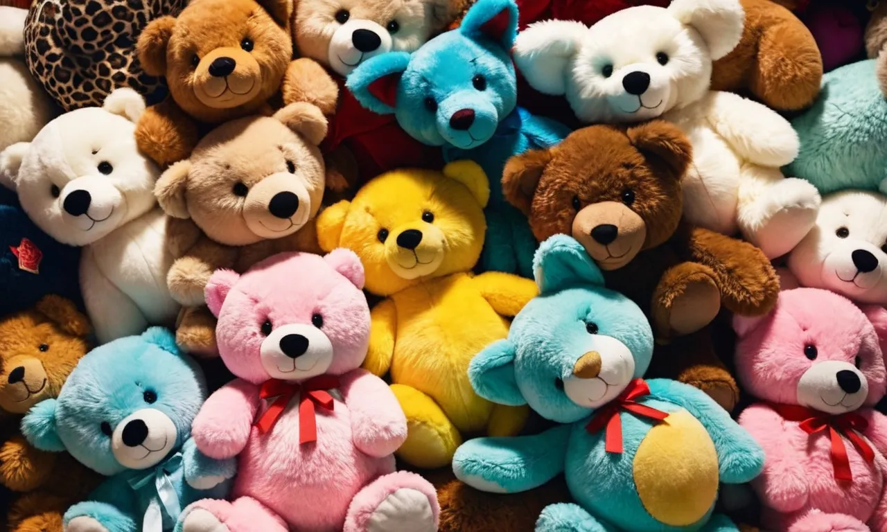 A photo revealing a colorful pile of unwanted stuffed animals, their furry bodies entangled, awaiting a new purpose or a loving home.