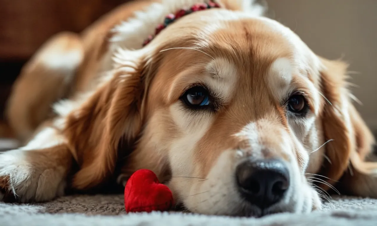 A close-up photo capturing the innocence of a dog's gaze, as it affectionately licks a fluffy stuffed animal, showcasing the unconditional love and comfort these toys provide in a canine's world.